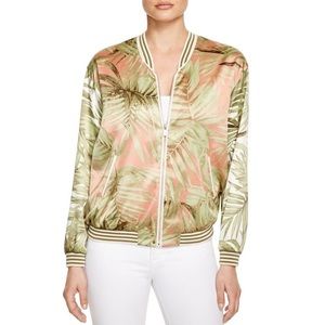 Scotch & Soda pink and green palm leaf satin bomber size petite, fits like small